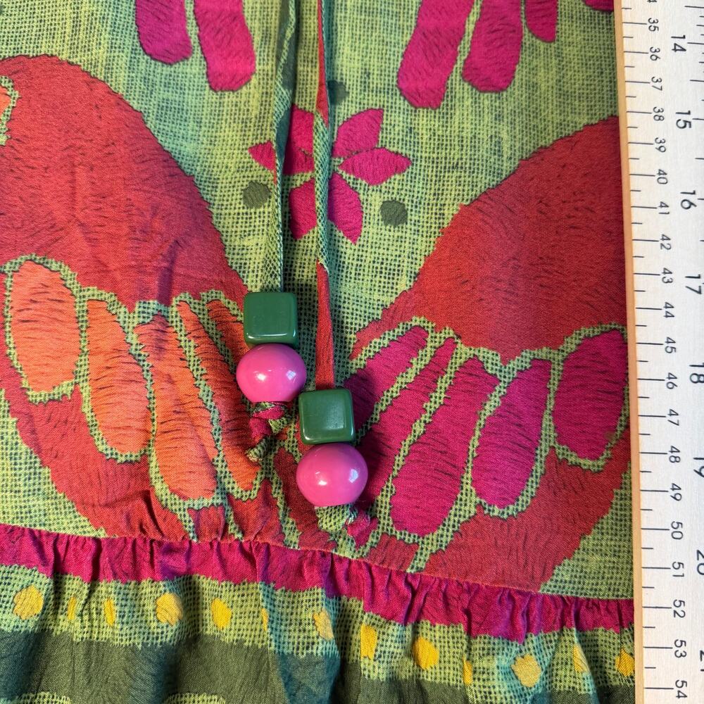 Vintage FARM Rio Dress Small Brazil Folk Floral Puff Sleeve rare pre-Anthro era - Picture 8 of 8